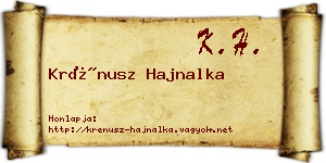 Krénusz Hajnalka névjegykártya